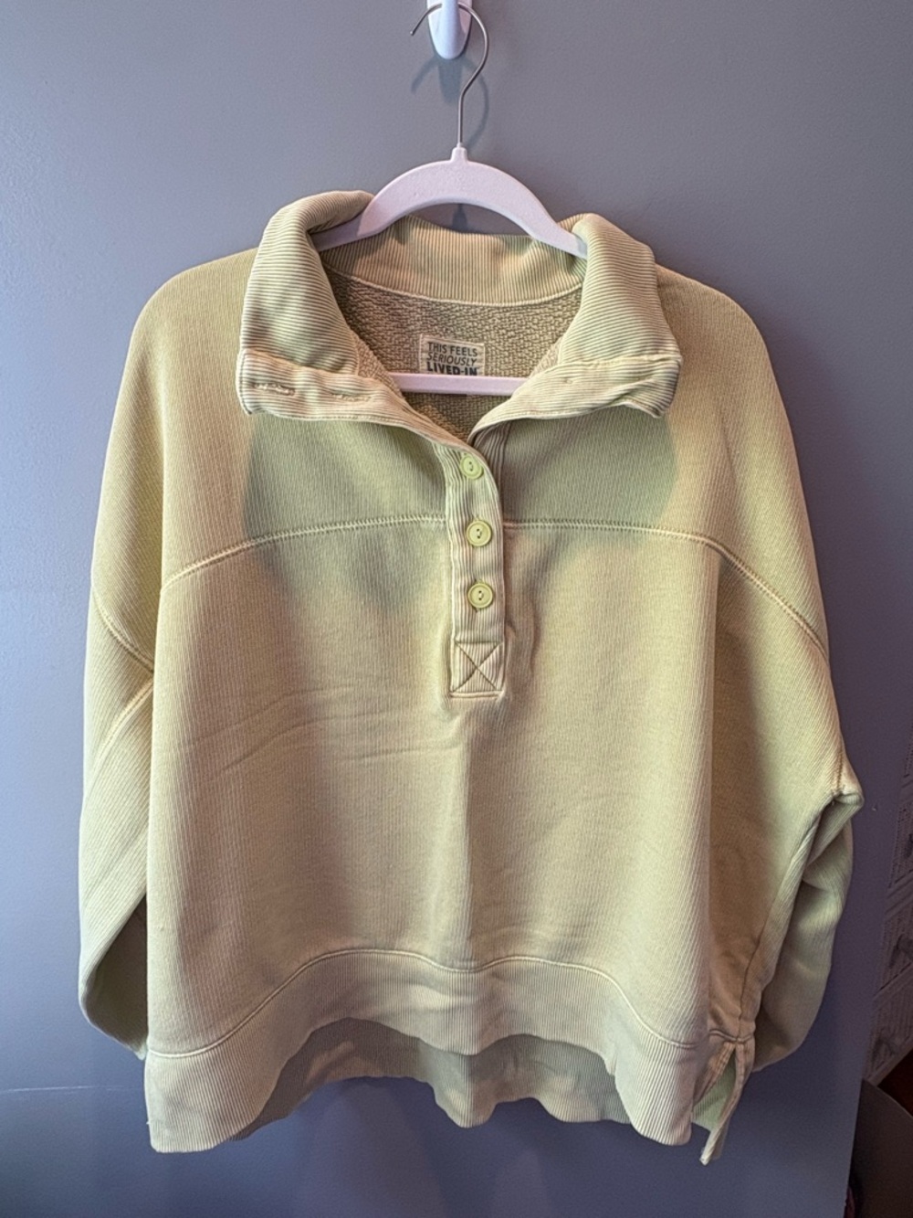 American Eagle Women’s Big Hug Henley Sweatshirt Color Fresh Green